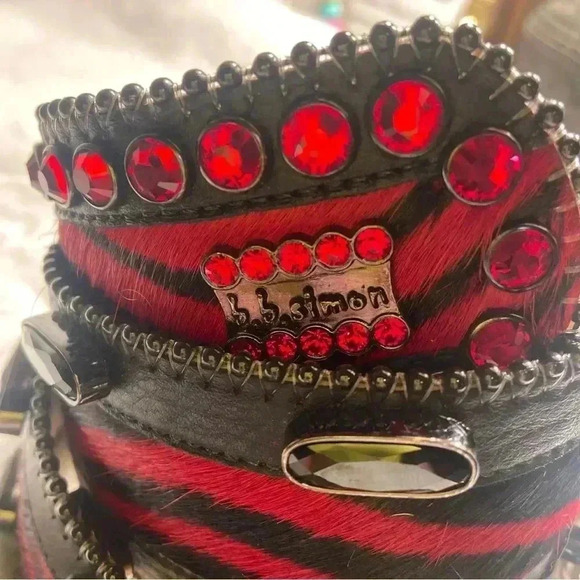 Authentic BB Simon Red Zebra Wide Belt Swarovski Crystals EUC main image 8